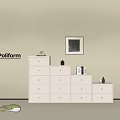 White Entryway Cabinet And Side Cabinet With Drawers Decorative Items Framed Artwork On Beige Wall