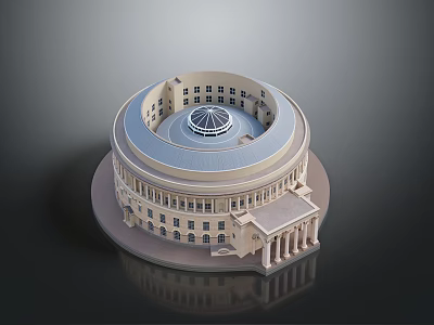 Intricate Circular Building Model With Multi level Dome And Classical Columns Structure 3d model