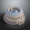 Intricate Circular Building Model With Multi level Dome And Classical Columns Structure 3d model