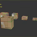Brown Cardboard Boxes In Various Sizes With Labels For Daily Packaging Needs 3d model