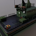 Green Workboat Featuring Deck Railing Antennas Superstructure And Hull 3d model