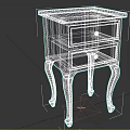 Black Bedside Table With Two Drawers Metal Knobs And Curved Legs Design 3d model