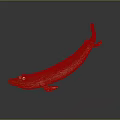 Long Bodied Greenish Yellow Fish With Shiny Scales Orange Tail And Realistic 3D Render