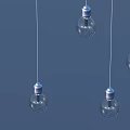 Modern Hanging Clear Glass Pendant Lamp Set With Silver Bases And Globe Shades