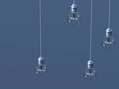 Modern Hanging Clear Glass Pendant Lamp Set With Silver Bases And Globe Shades 3d model