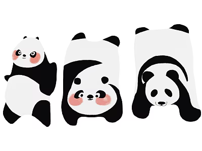 Adorable Panda Shaped Rugs with Cute Faces Soft and Plush for Kids Room Floor Decoration 3d model
