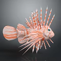 Lionfish With Orange And White Stripes Long Spiky Fins And Green Eyes