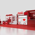 Coca Cola And ChunYue Red Exhibition Booth With Beverage Displays And Shelves