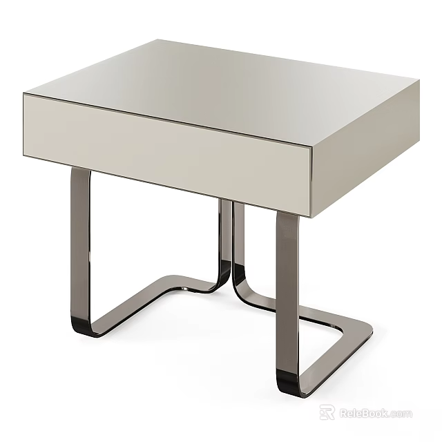 Modern Minimalist Side Table With Sleek Metal Surface And Geometric Frame Design 3d model 