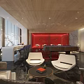 Modern Luxury Sales Office Interior Design With Wooden Slats And Reception Desk