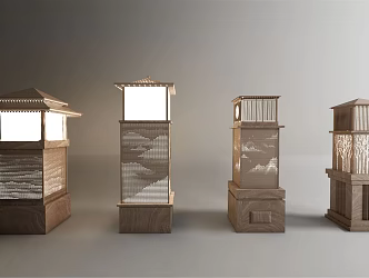 New Chinese lawn lamp floor lamp 3d model