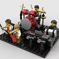 Building Blocks Band Figure Set With Drummer Guitarist Keyboardist And Musical Instruments