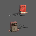 Vintage Red Brown Small Devices With Black Wires 3D Model Design 3d model
