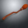 Wooden Decorative Ornament with Curved Handle and Round Striped Top for Home Decor