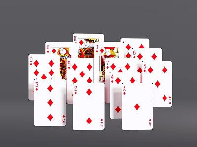 Card Games Featuring Diamonds Suit Playing Cards With Various Ranks Including Ace Jack Queen King 3d model