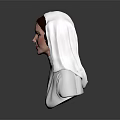 Realistic Female Bust Wearing White Robe And Hood Against Dark Background