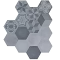 Modern Decorative Tile With Hexagonal Star And Circular Patterns In Gray Tone 3d model
