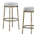 Elegant Modern Bar Stools With White Padded Seat And Gold Metal Frame