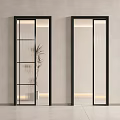 Modern Sliding Doors Interior Design With Glass Panels And Black Frames 3d model