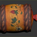 Decorative Household Storage Jar With Orange Red Body Wooden Texture And Strawberry Leaf Patterns