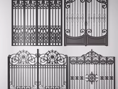 Decorative Iron Gates Featuring Intricate Scroll Designs And Ornate Exterior Patterns 3d model