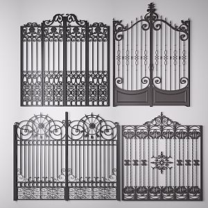 European-style gate villa wrought iron gate 3d model