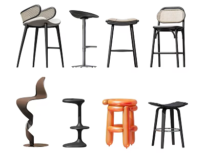 Stylish Modern Bar Stools With Various Design Styles And Unique Shapes 3d model