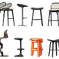 Modern Bar Chair Simple Bar Chair Combination 3d model