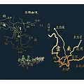 Traditional Tea Horse Road Map Wall Decor With Golden Routes And Historic Landmarks