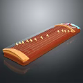 Traditional Wooden Chinese Zither Musical Instrument With Brown Strings And Bridges