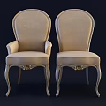 Beige Single Sofa with Elegant Curved Legs Ornamental Gold Accents and Classic Design