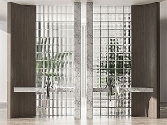 Modern glass brick glass brick partition 3d model