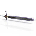 Purple Decorative Sword With Cross Shaped Hilt And Long Sharp Blade