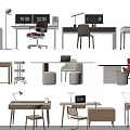 Modern Home Office Desk Interior With Ergonomic Chair And Table Lamp