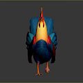 Colorful Rooster With Vibrant Feathers Red Comb Yellow Head And Blue Tail On Dark Background