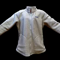 White Fleece Jacket With Zippered Front Stand Up Collar And Long Sleeves