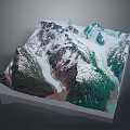 Stunning 3D Mountain Landscape with Snowy Peaks Glaciers and Green Valleys