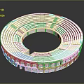 White Circular Amphitheater Style Architectural Model With Stepped Seating And Arches 3d model