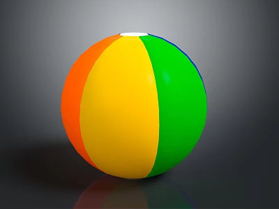 Sports Equipment Multicolored Orange Yellow Green Beach Ball for Outdoor Activities 3d model