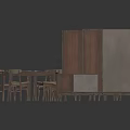 Classic Wooden Dining Table Set With Matching Chairs And Storage Cabinets 3d model
