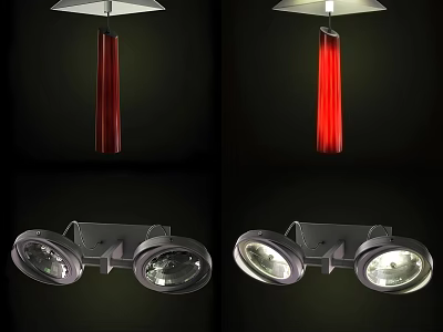 Modern Pendant And Wall Lighting Combination With Red Accents And Metallic Base 3d model