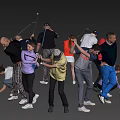 Group of People Preparing for Golf with Clubs and Golf Bag Outdoors