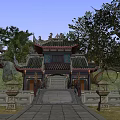 Traditional Ancient Chinese Architecture With Ornate Eaves Stone Steps And Surrounding Trees