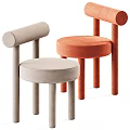 Contemporary Single Chair With Round Upholstered Seat And Cylindrical Legs In Two Tones