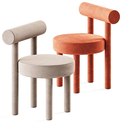Contemporary Single Chair With Round Upholstered Seat And Cylindrical Legs In Two Tones 3d model