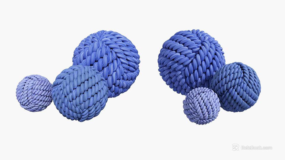 Decorative Ornament Set Blue Braided Balls in Various Sizes for Home Decor 3d model 