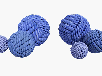 Decorative Ornament Set Blue Braided Balls in Various Sizes for Home Decor 3d model