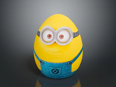 Cute Yellow Minion-like Decorative Household Item with Big Eyes Goggles and Blue Overalls 3d model