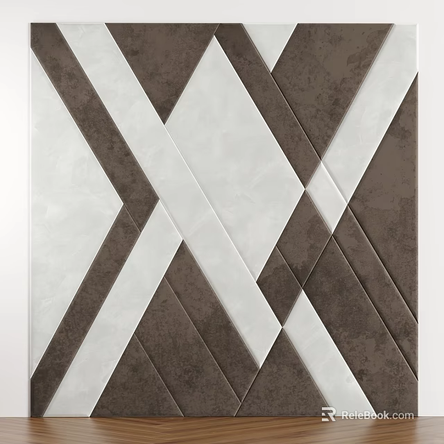 Modern Geometric Wall Decor With Brown White Intersecting Tile Pattern 3d model