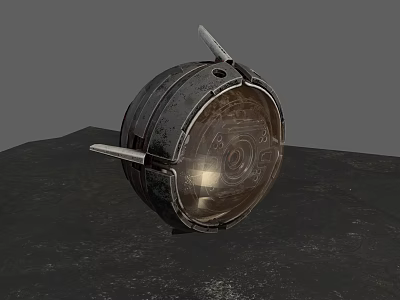 Industrial 3D Model Circular Device With Metallic Casing Transparent Section And Protruding Fins 3d model